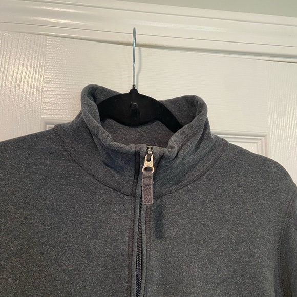 L.L. Bean Size M Full Zip Mock Neck Cotton Stretch Dark Gray Sweatshirt Jacket - Picture 2 of 11